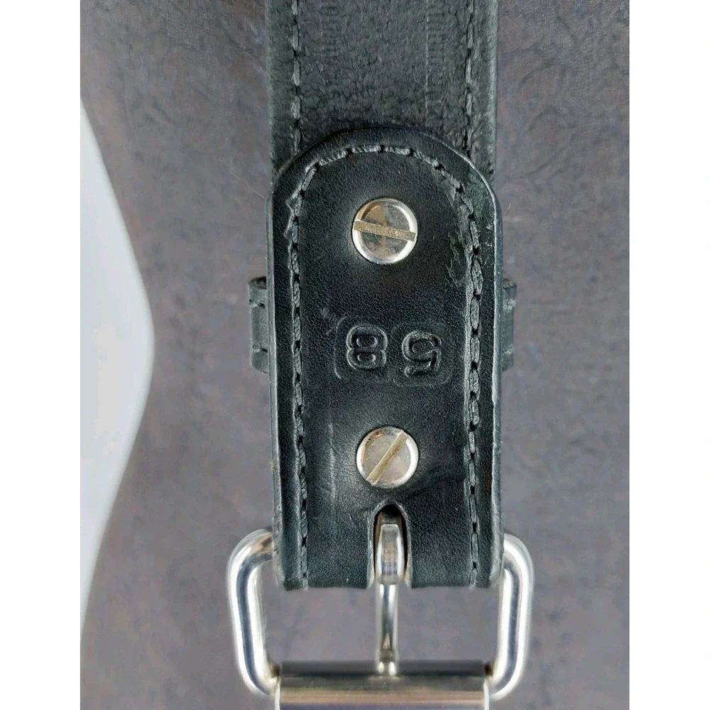 Bullhide Belts Black Leather Mens Size 54 Made In‎ The USA Silver Buckle